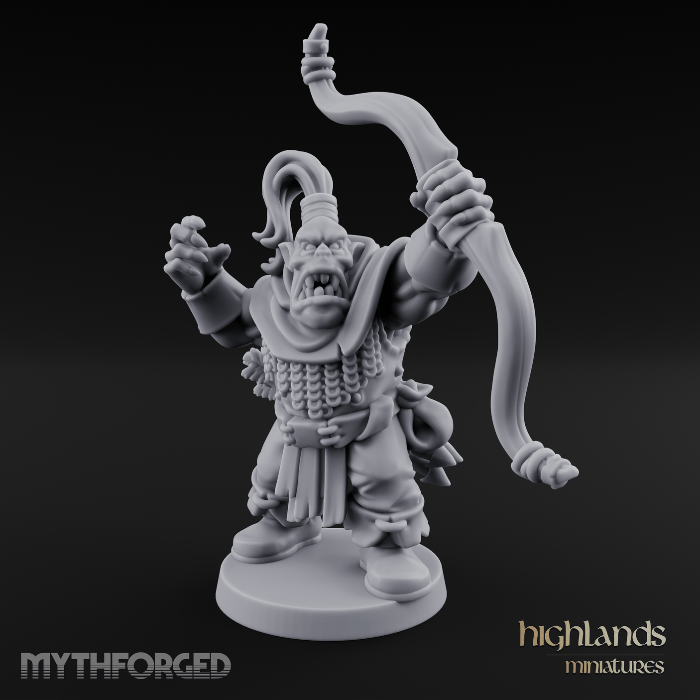 Fists Raised Triumphant Orc Warrior Miniature for Dungeons and Dragons, Pathfinder or other TTRPGs
