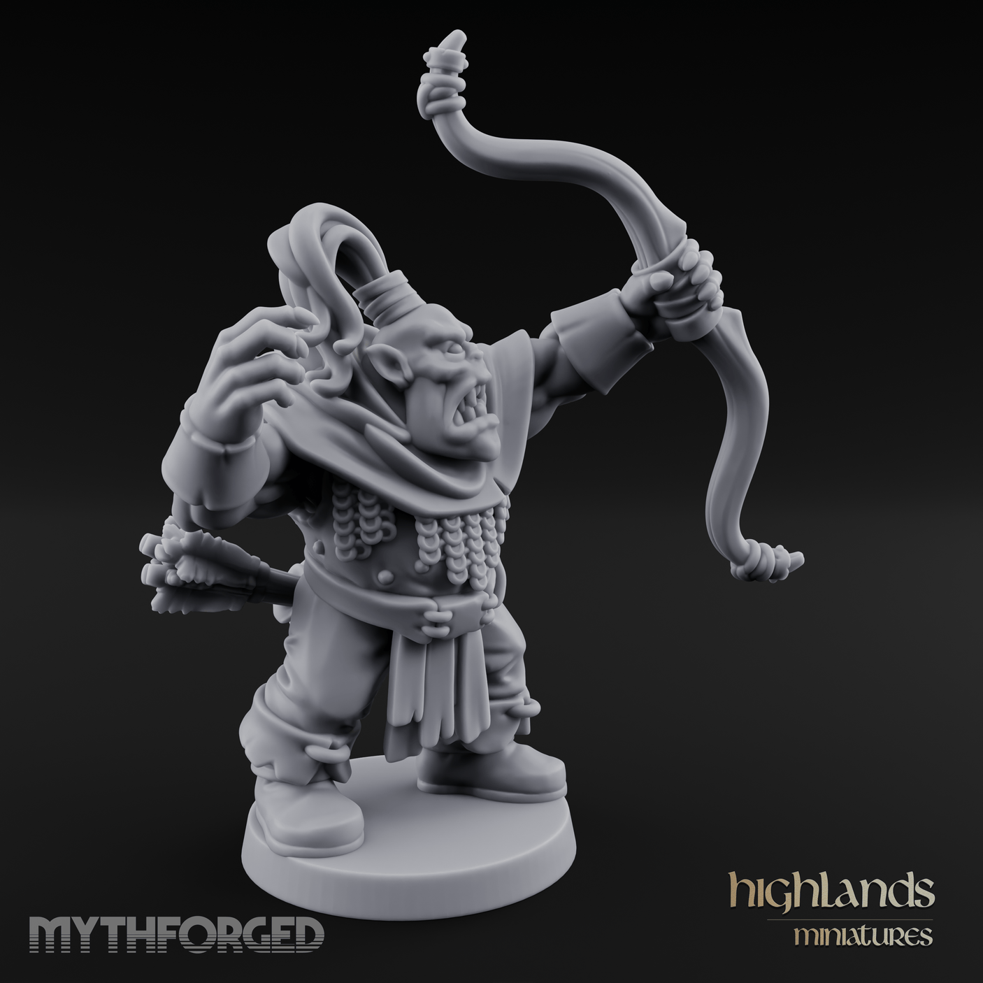 Fists Raised Triumphant Orc Warrior Miniature for Dungeons and Dragons, Pathfinder or other TTRPGs