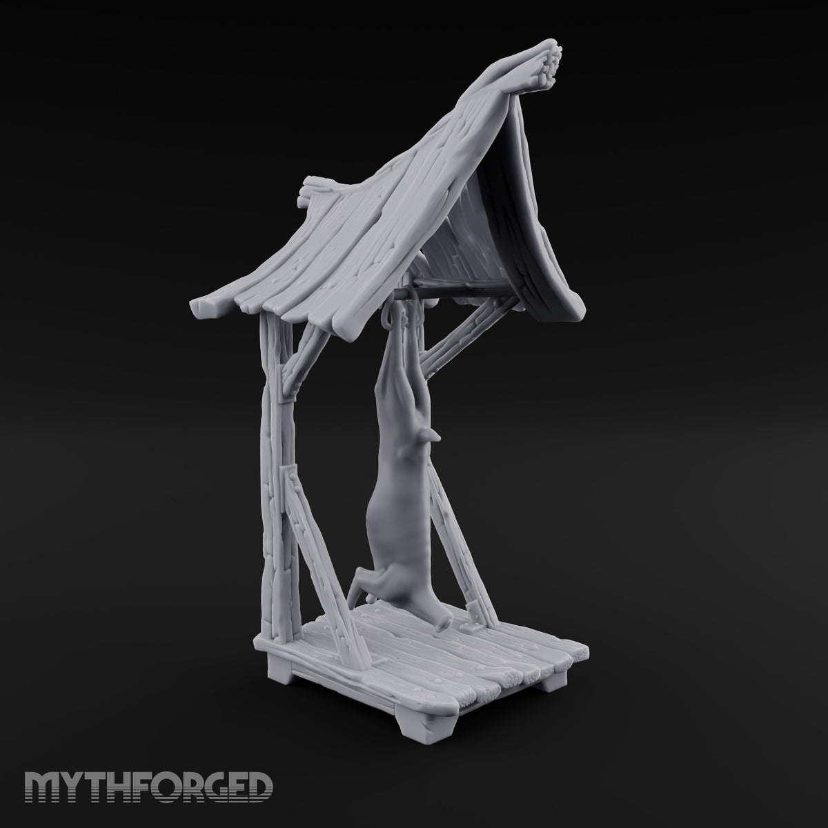 Carcass Hangs, Customers Gather Orc Butcher Market Terrain B