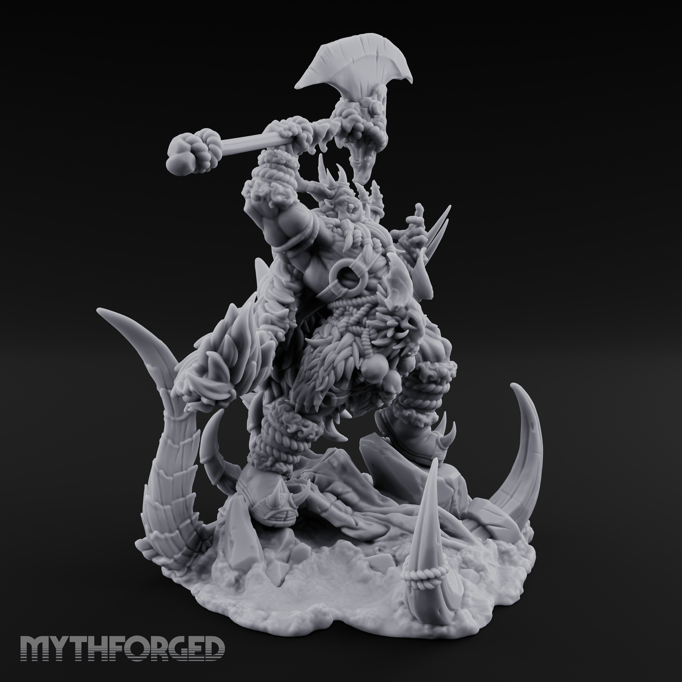 Tusks Bared Axe Raised Orc Warchief Miniature for Dungeons and Dragons, Pathfinder or other TTRPGs