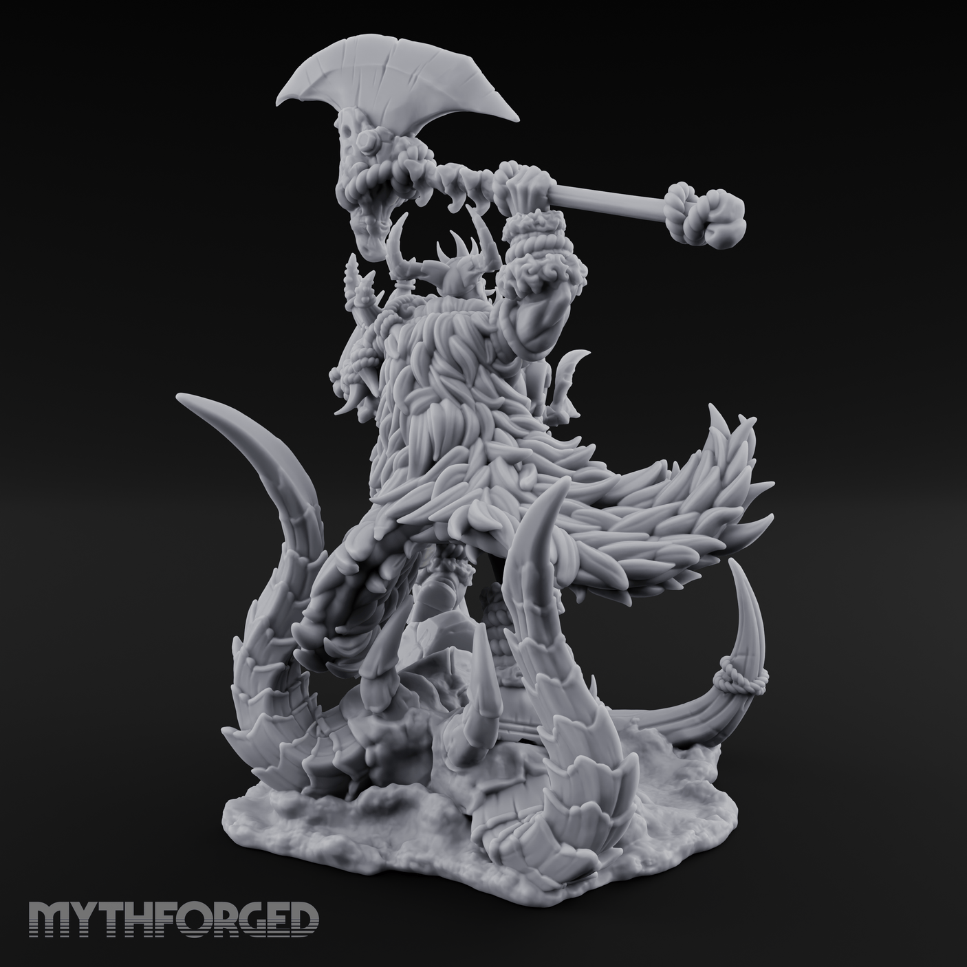 Tusks Bared Axe Raised Orc Warchief Miniature for Dungeons and Dragons, Pathfinder or other TTRPGs
