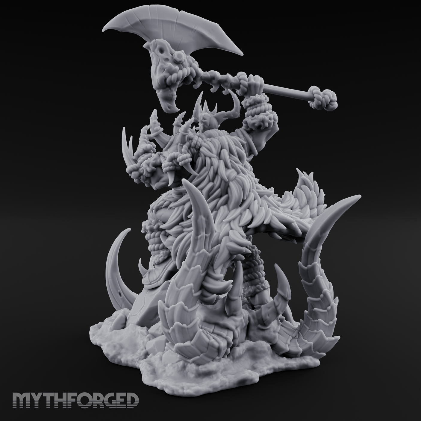 Tusks Bared Axe Raised Orc Warchief Miniature for Dungeons and Dragons, Pathfinder or other TTRPGs