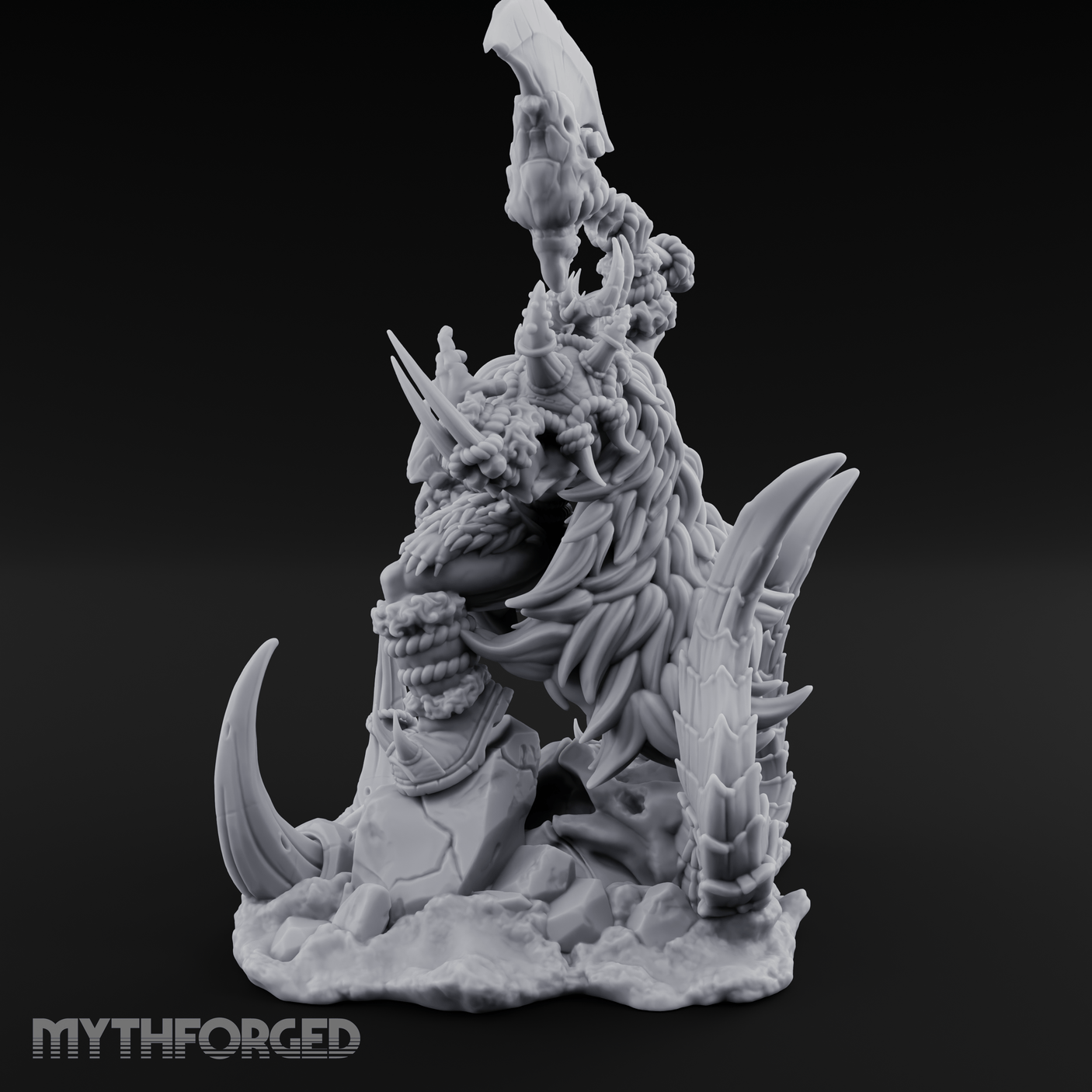 Tusks Bared Axe Raised Orc Warchief Miniature for Dungeons and Dragons, Pathfinder or other TTRPGs