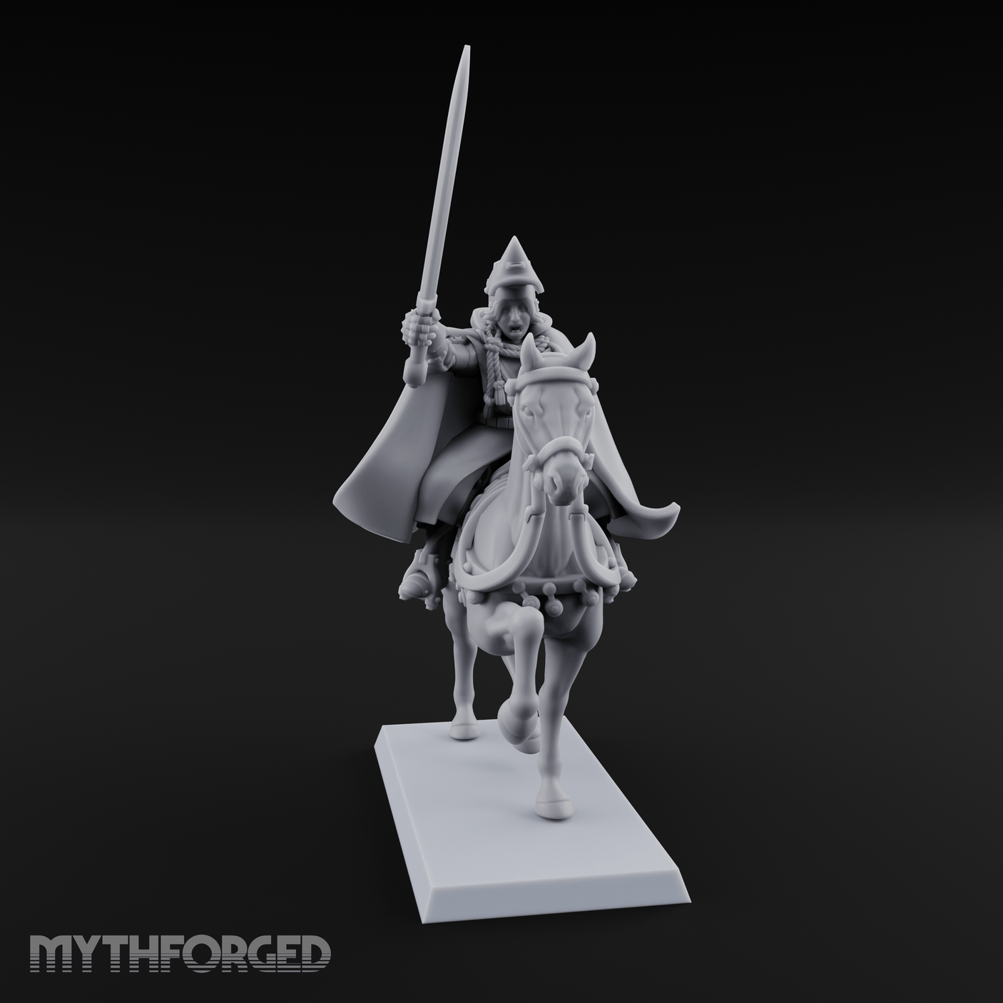 Sword Raised High Human Captain Miniature for Dungeons and Dragons, Pathfinder or other TTRPGs