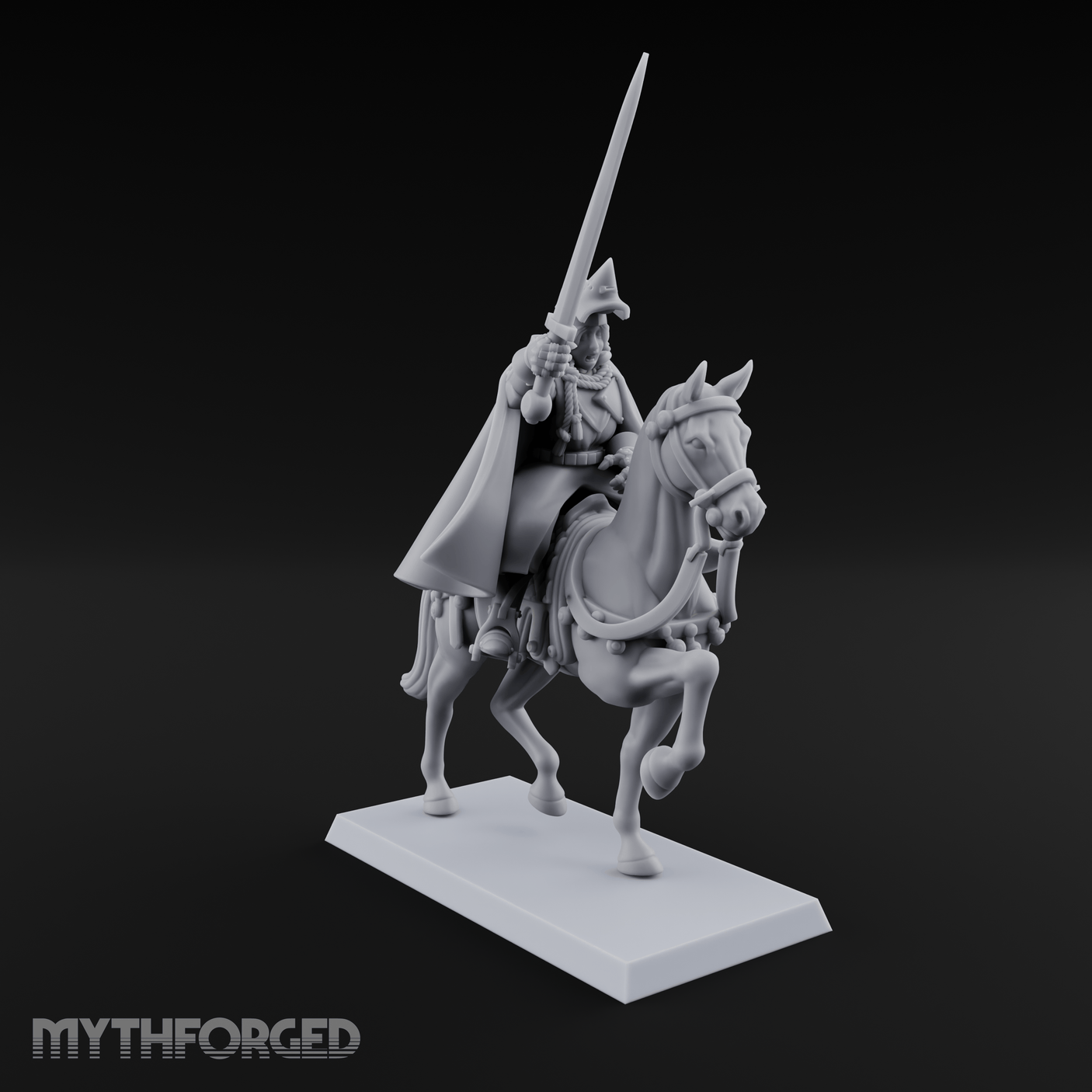 Sword Raised High Human Captain Miniature for Dungeons and Dragons, Pathfinder or other TTRPGs