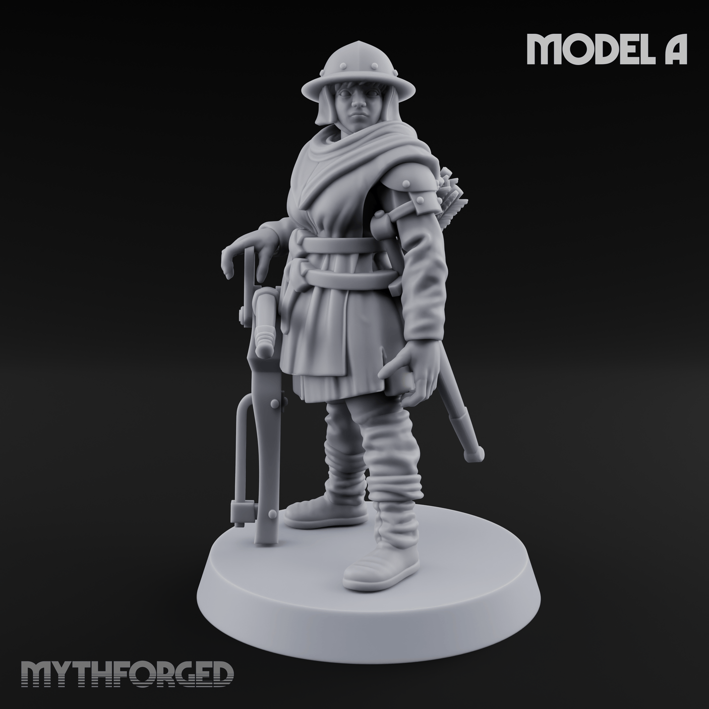 Shouldering The Load Human Crossbowwomen A Miniature for Dungeons and Dragons, Pathfinder or other TTRPGs