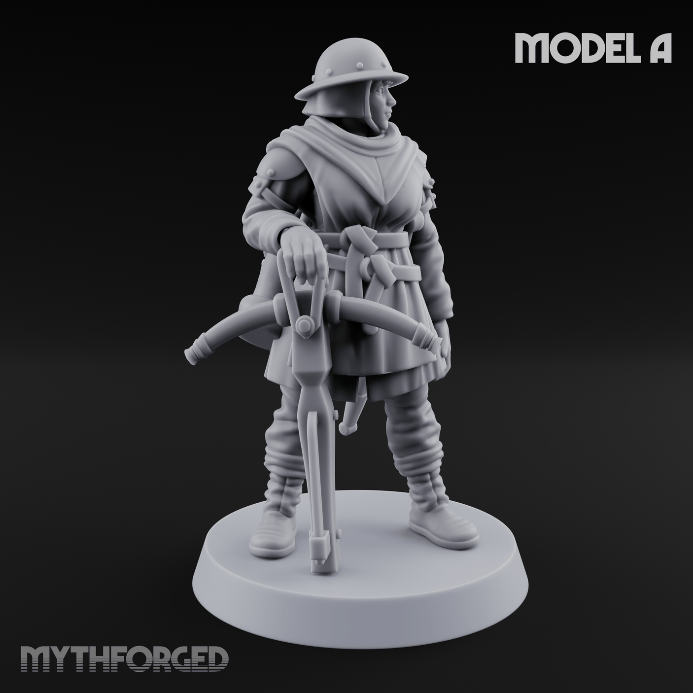 Shouldering The Load Human Crossbowwomen A Miniature for Dungeons and Dragons, Pathfinder or other TTRPGs