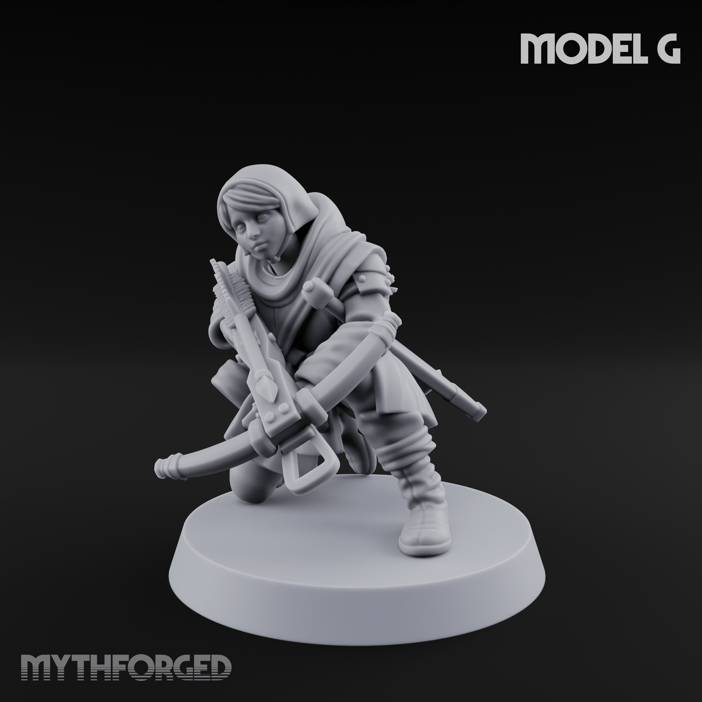 Shouldering The Load Human Crossbowwomen G Miniature for Dungeons and Dragons, Pathfinder or other TTRPGs