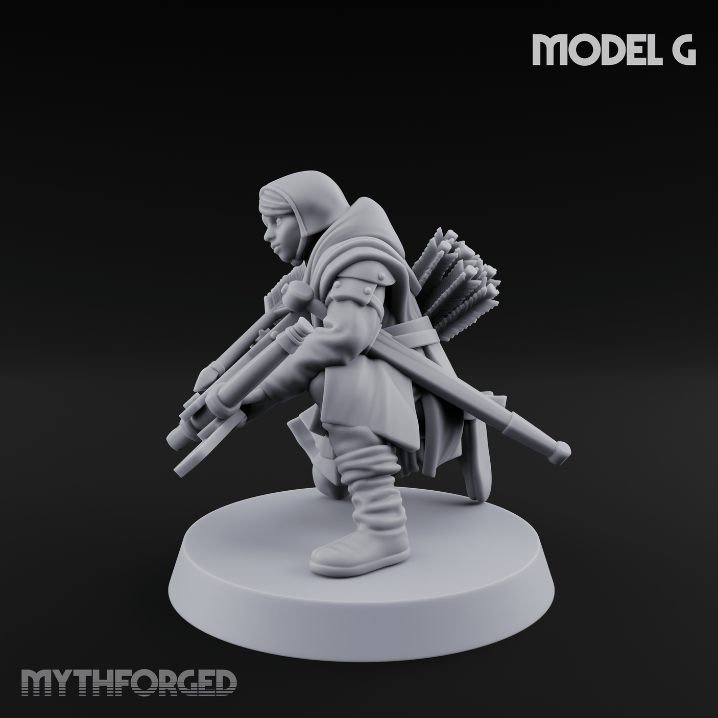 Shouldering The Load Human Crossbowwomen G Miniature for Dungeons and Dragons, Pathfinder or other TTRPGs