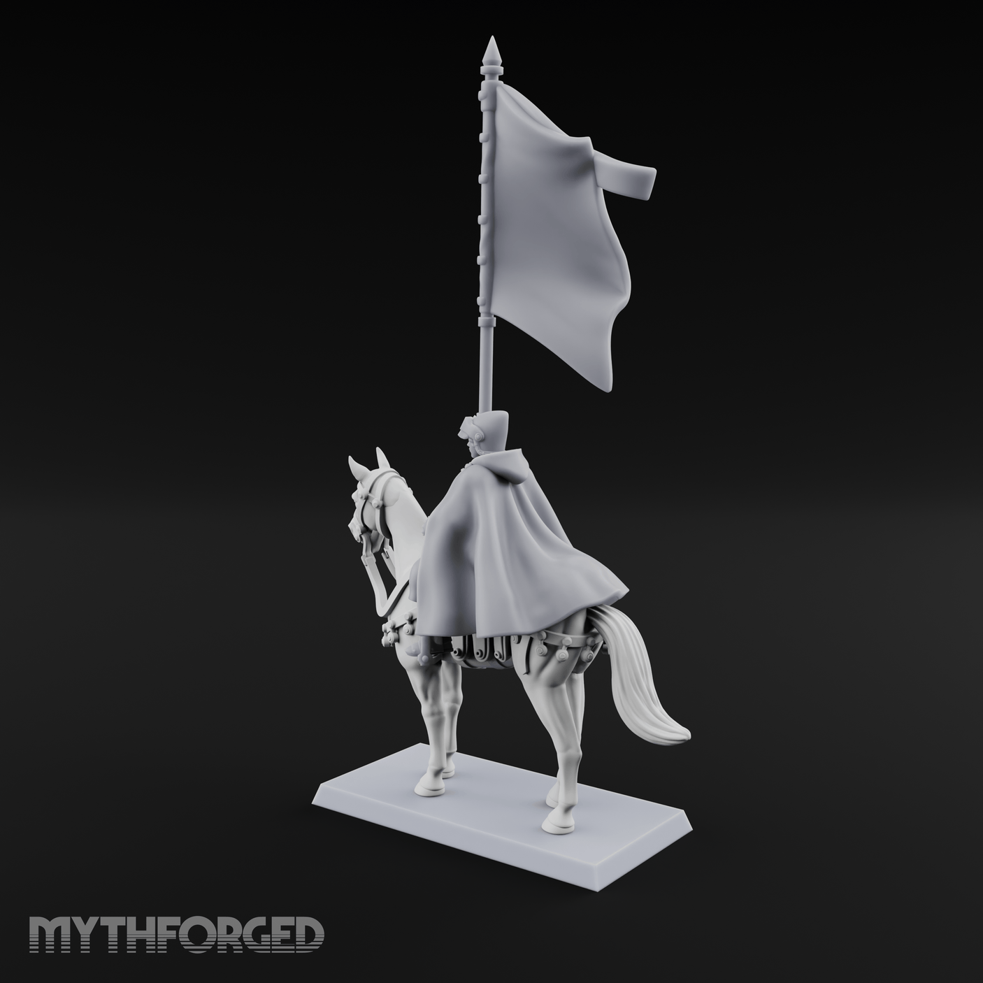 Trotting Human Flagbearer Miniature for Dungeons and Dragons, Pathfinder or other TTRPGs
