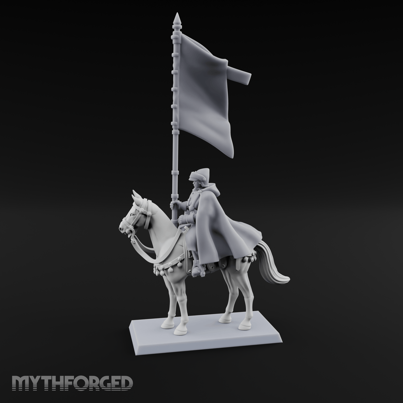 Trotting Human Flagbearer Miniature for Dungeons and Dragons, Pathfinder or other TTRPGs
