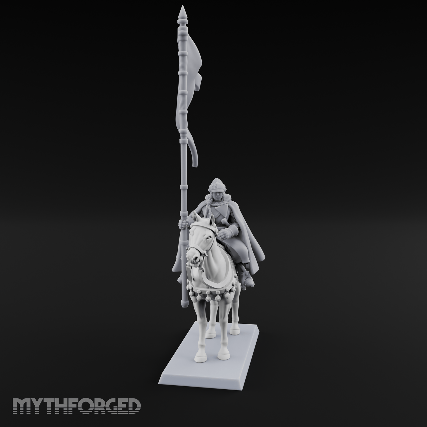 Trotting Human Flagbearer Miniature for Dungeons and Dragons, Pathfinder or other TTRPGs