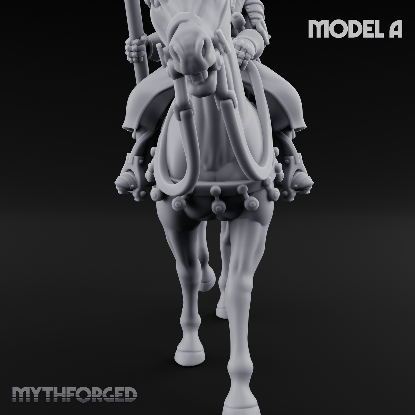 Charging Forward Mounted Human Lancers Miniature for Dungeons and Dragons, Pathfinder or other TTRPGs