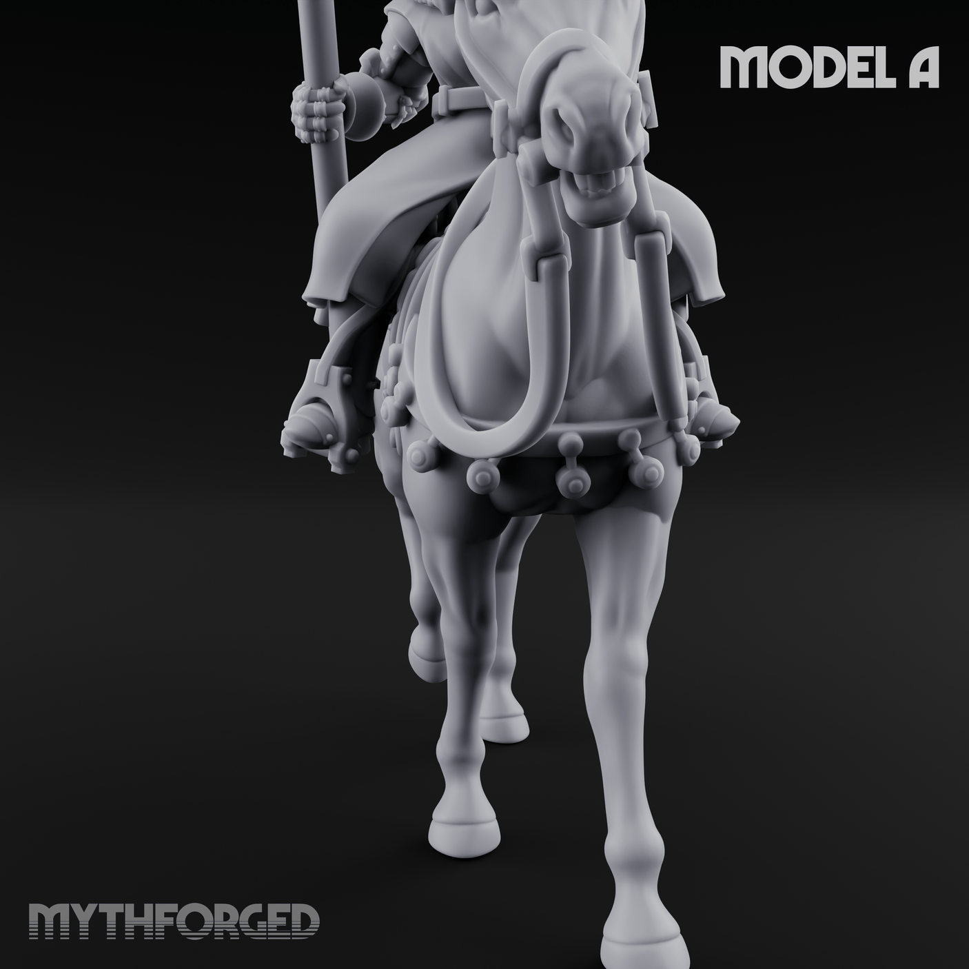 Charging Forward Mounted Human Lancers Miniature for Dungeons and Dragons, Pathfinder or other TTRPGs