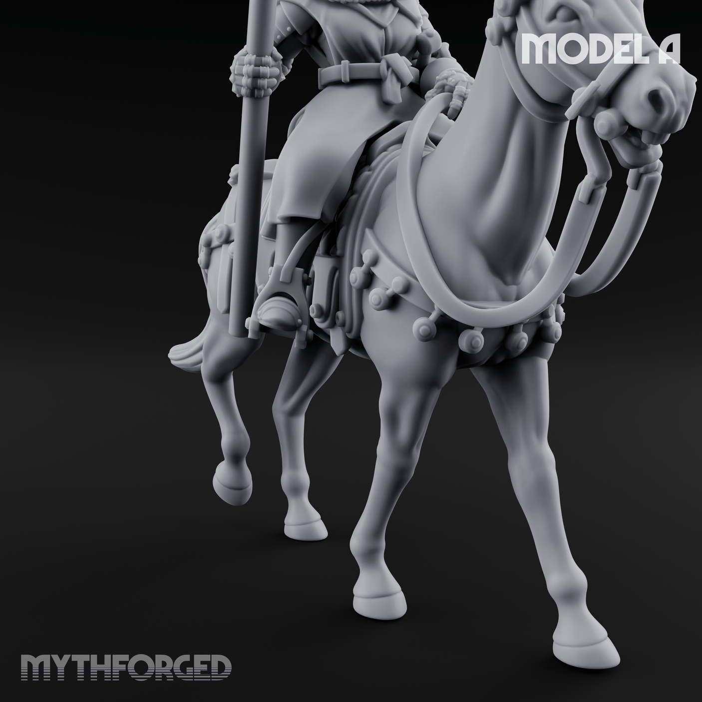 Charging Forward Mounted Human Lancers Miniature for Dungeons and Dragons, Pathfinder or other TTRPGs