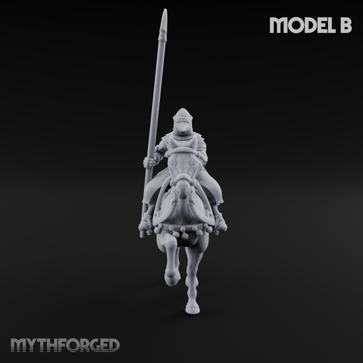 Charging Forward Mounted Human Lancers Miniature for Dungeons and Dragons, Pathfinder or other TTRPGs