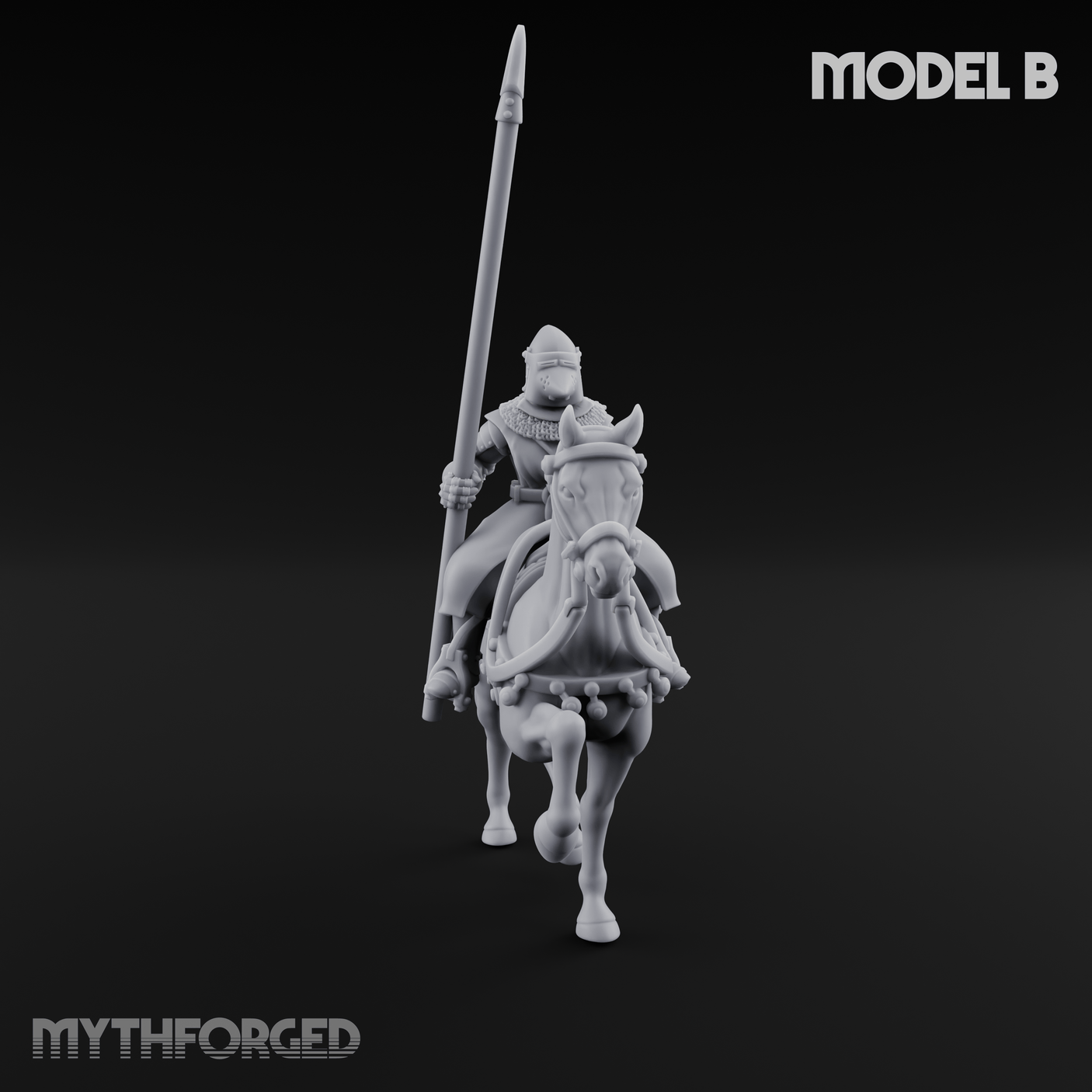 Charging Forward Mounted Human Lancers Miniature for Dungeons and Dragons, Pathfinder or other TTRPGs