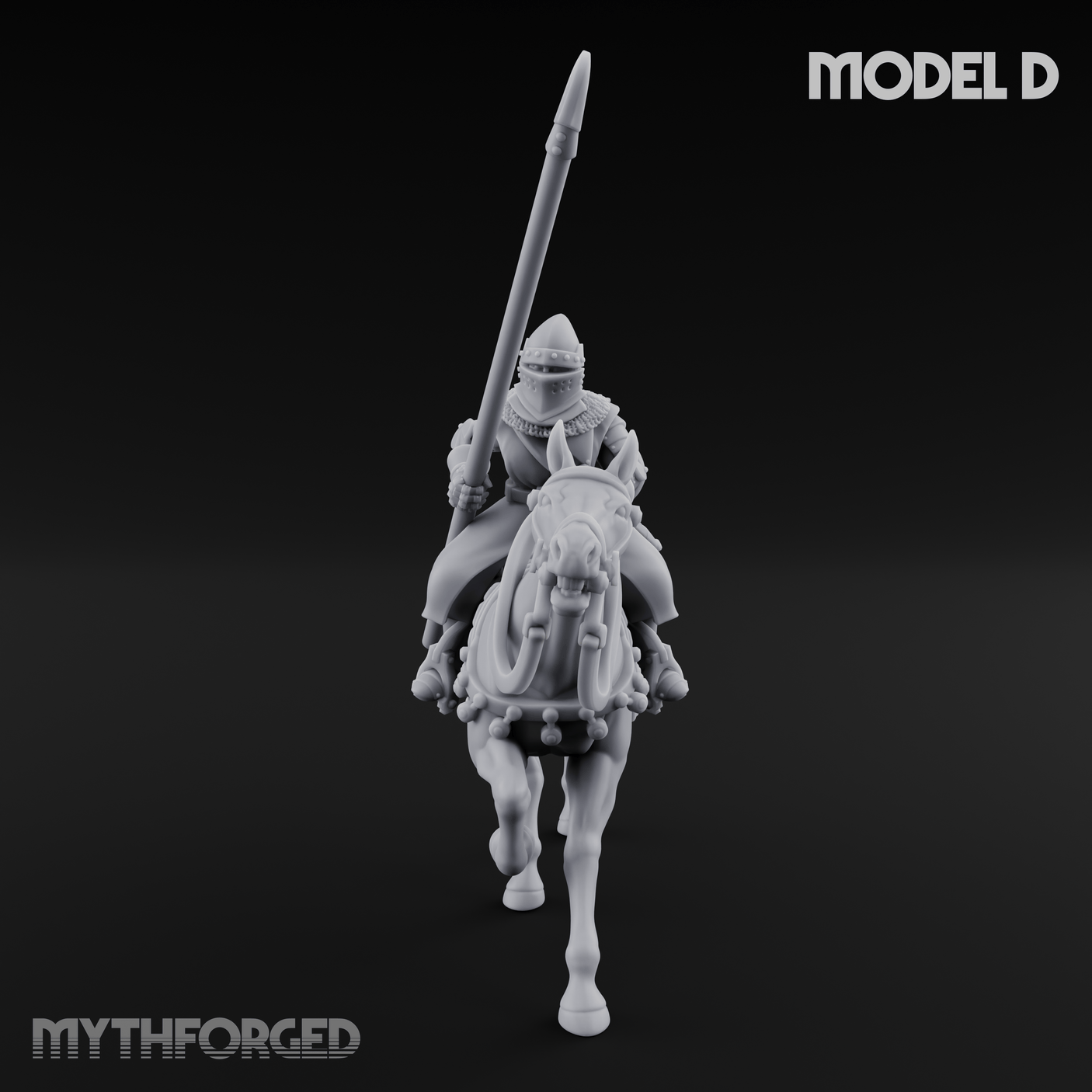 Charging Forward Mounted Human Lancers Miniature for Dungeons and Dragons, Pathfinder or other TTRPGs