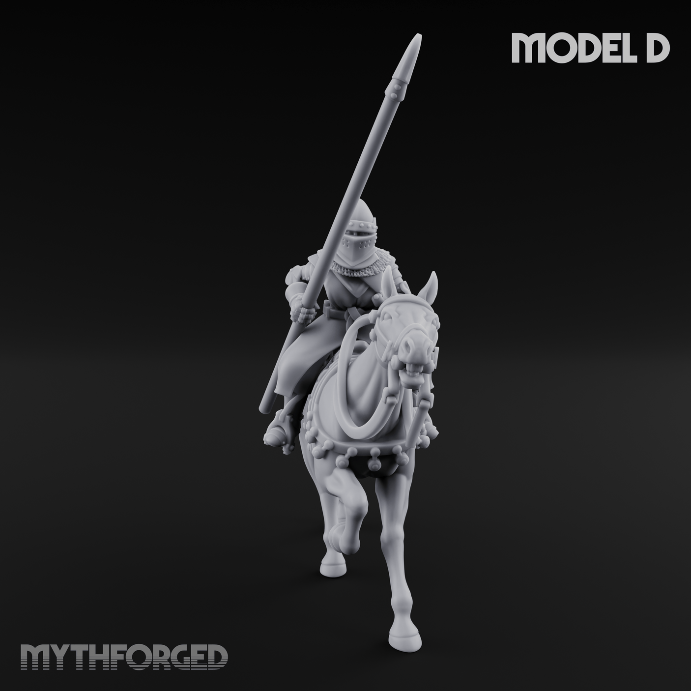 Charging Forward Mounted Human Lancers Miniature for Dungeons and Dragons, Pathfinder or other TTRPGs