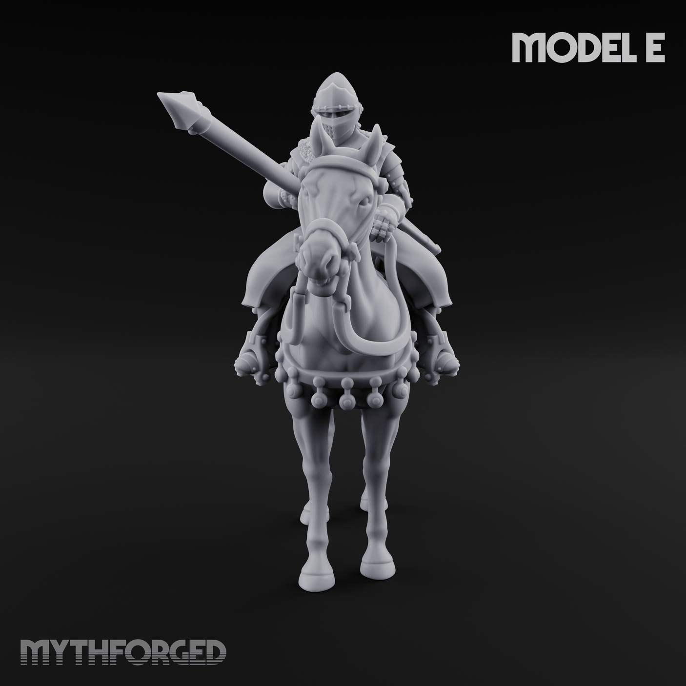 Charging Forward Mounted Human Lancers Miniature for Dungeons and Dragons, Pathfinder or other TTRPGs