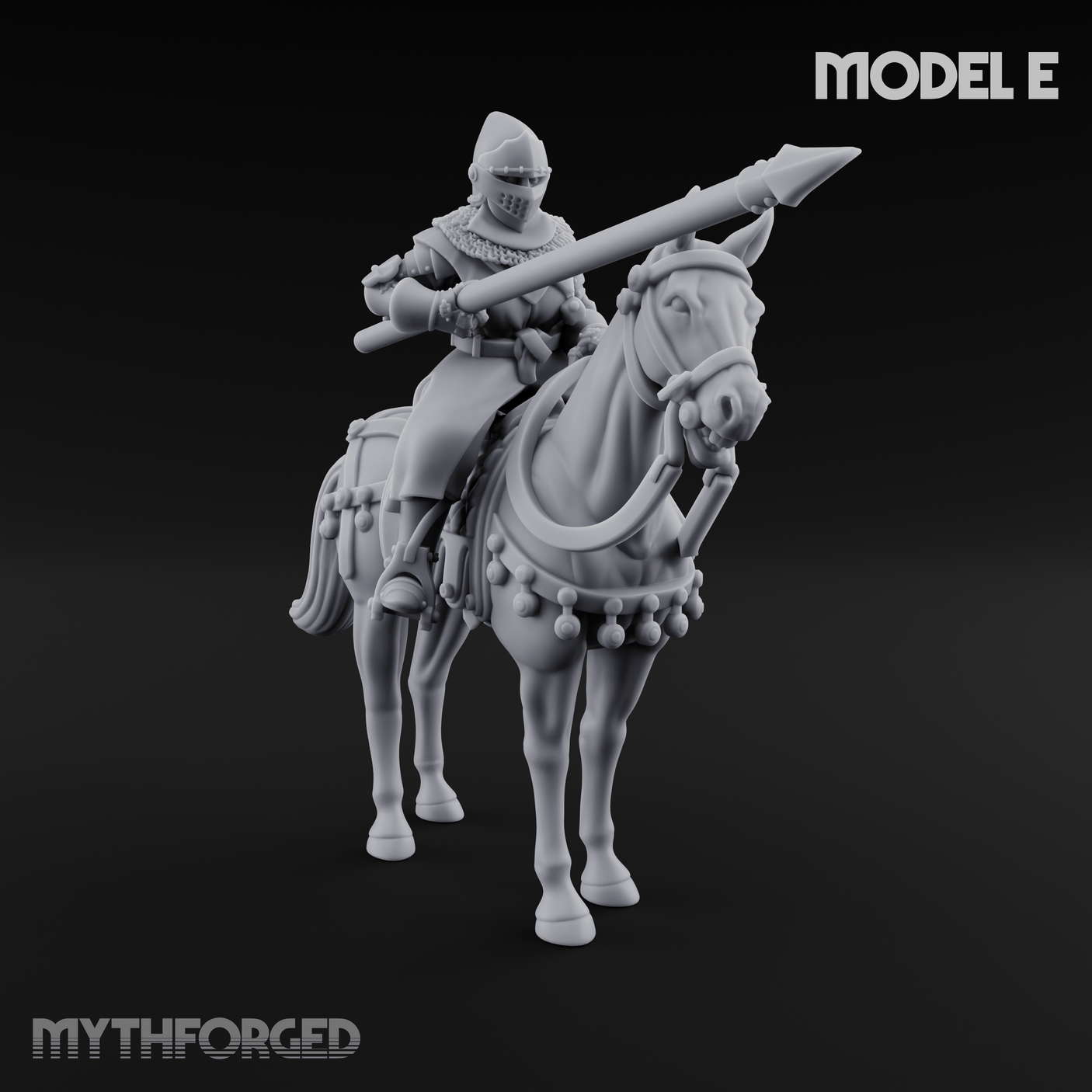 Charging Forward Mounted Human Lancers Miniature for Dungeons and Dragons, Pathfinder or other TTRPGs