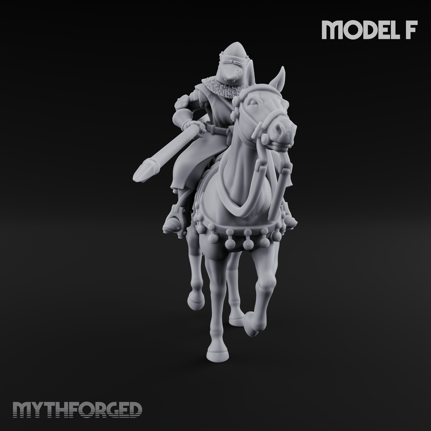 Charging Forward Mounted Human Lancers Miniature for Dungeons and Dragons, Pathfinder or other TTRPGs