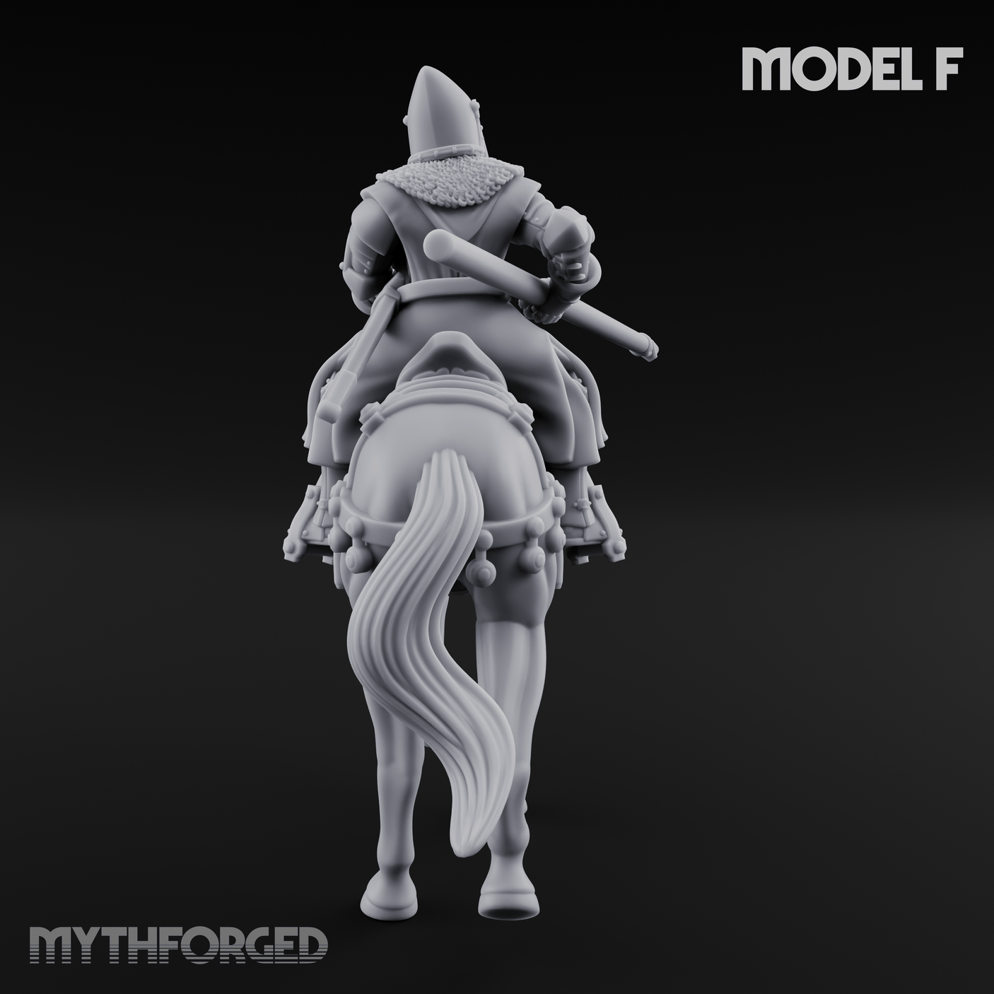 Charging Forward Mounted Human Lancers F Miniature for Dungeons and Dragons, Pathfinder or other TTRPGs