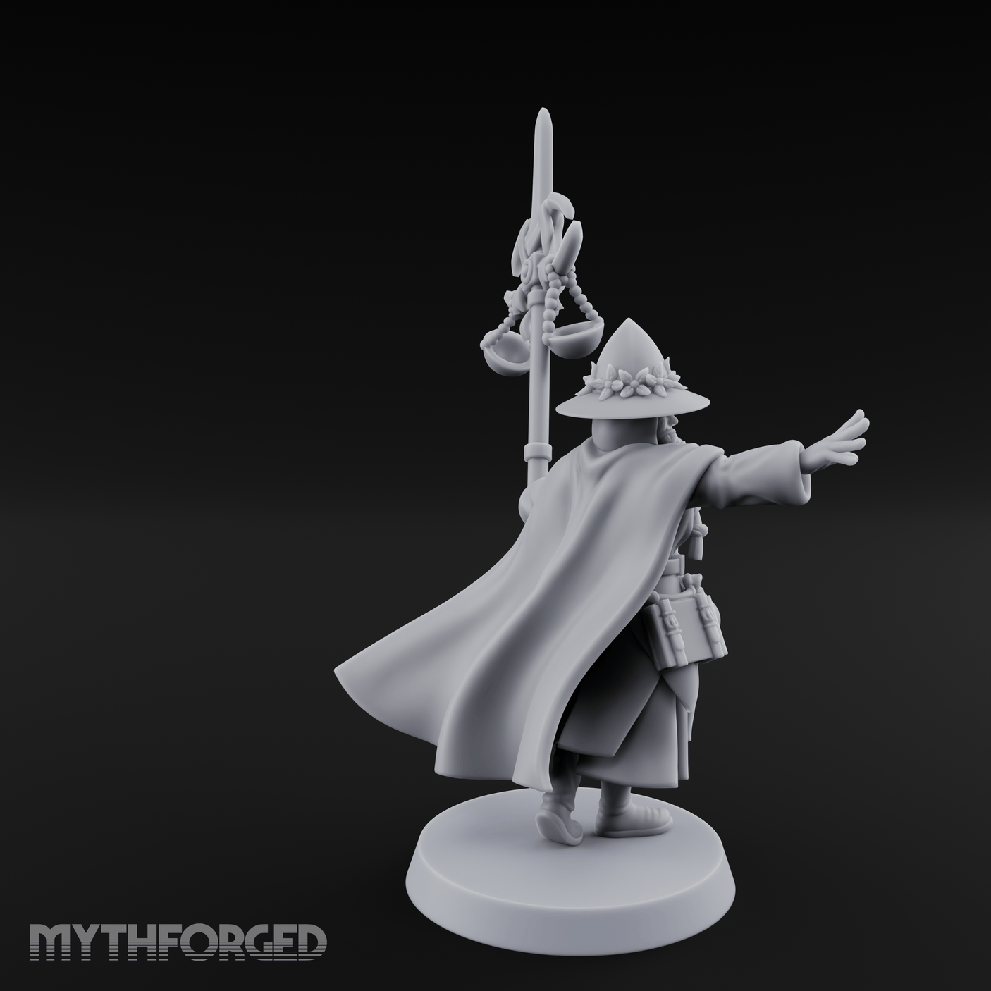 Staff Held High Human Wizard Miniature for Dungeons and Dragons, Pathfinder or other TTRPGs