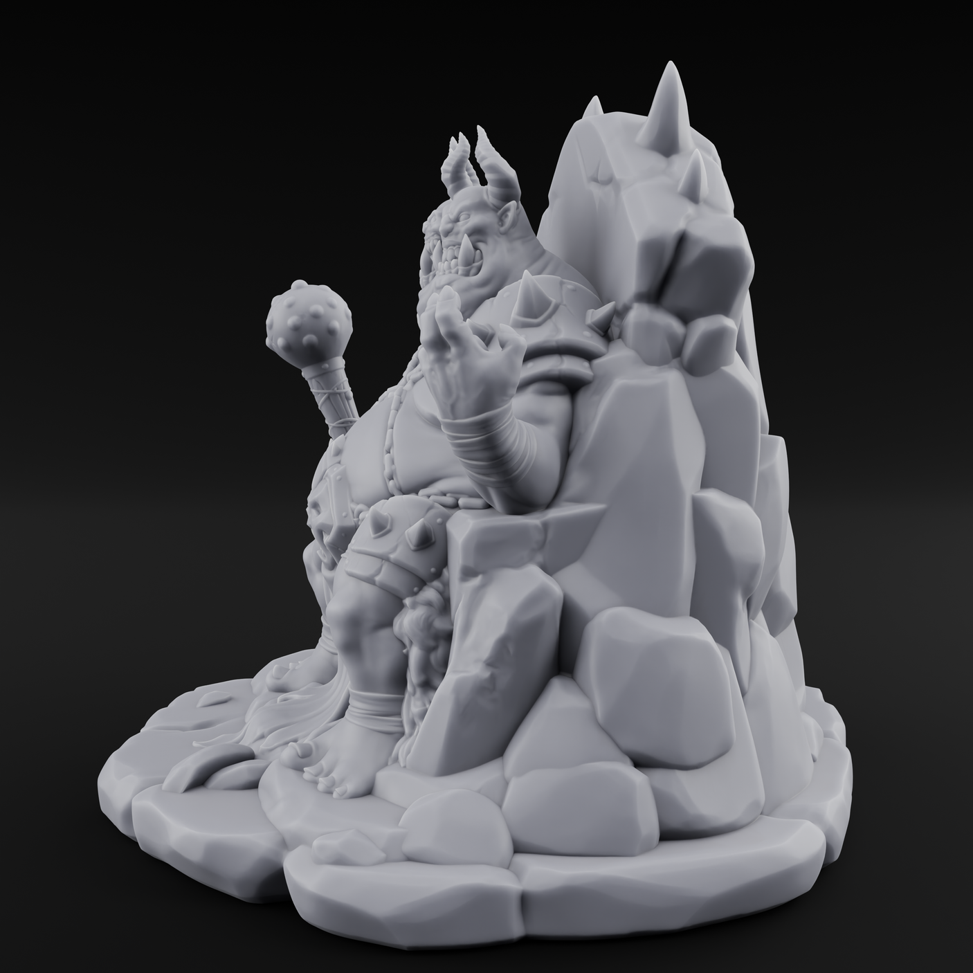 Throne Slouching Ettin Demon King Miniature for Dungeons and Dragons, Pathfinder or other TTRPGs