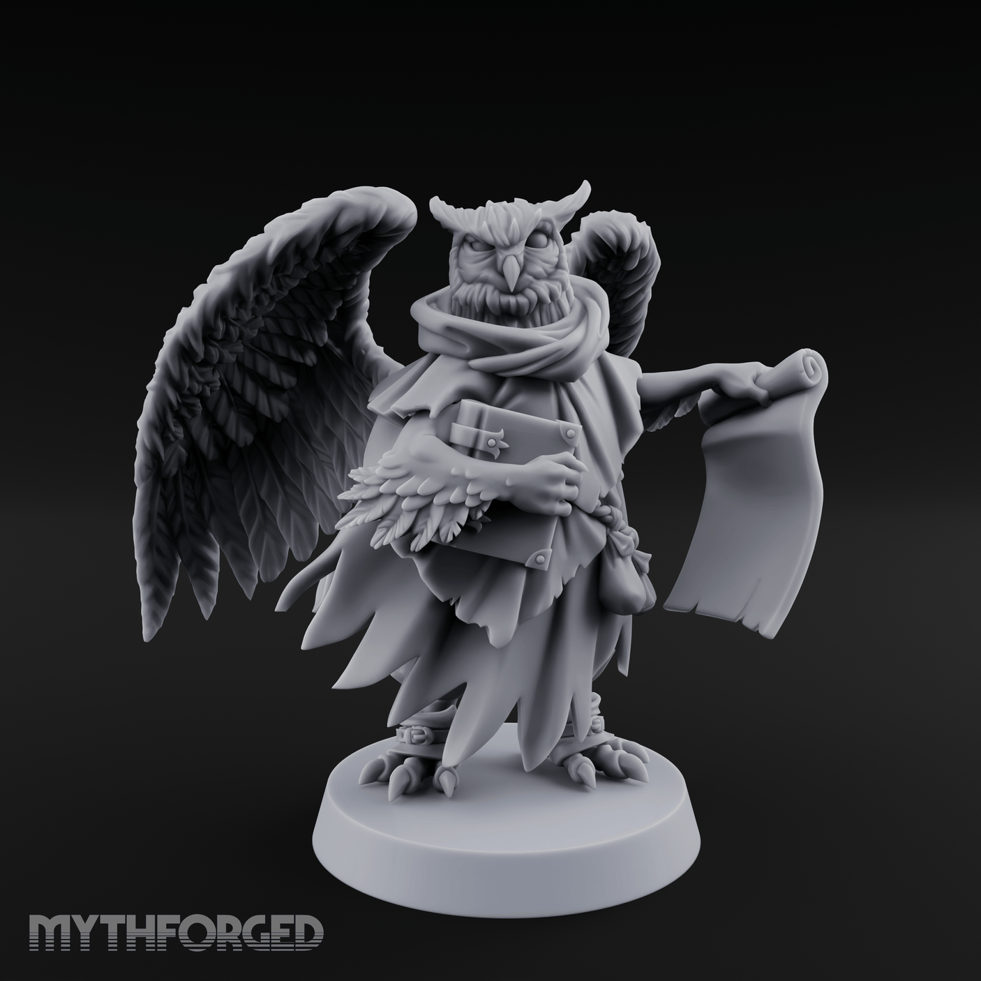 Scrolls Clutching Aarakocra Wizard Miniature for Dungeons and Dragons, Pathfinder or other TTRPGs