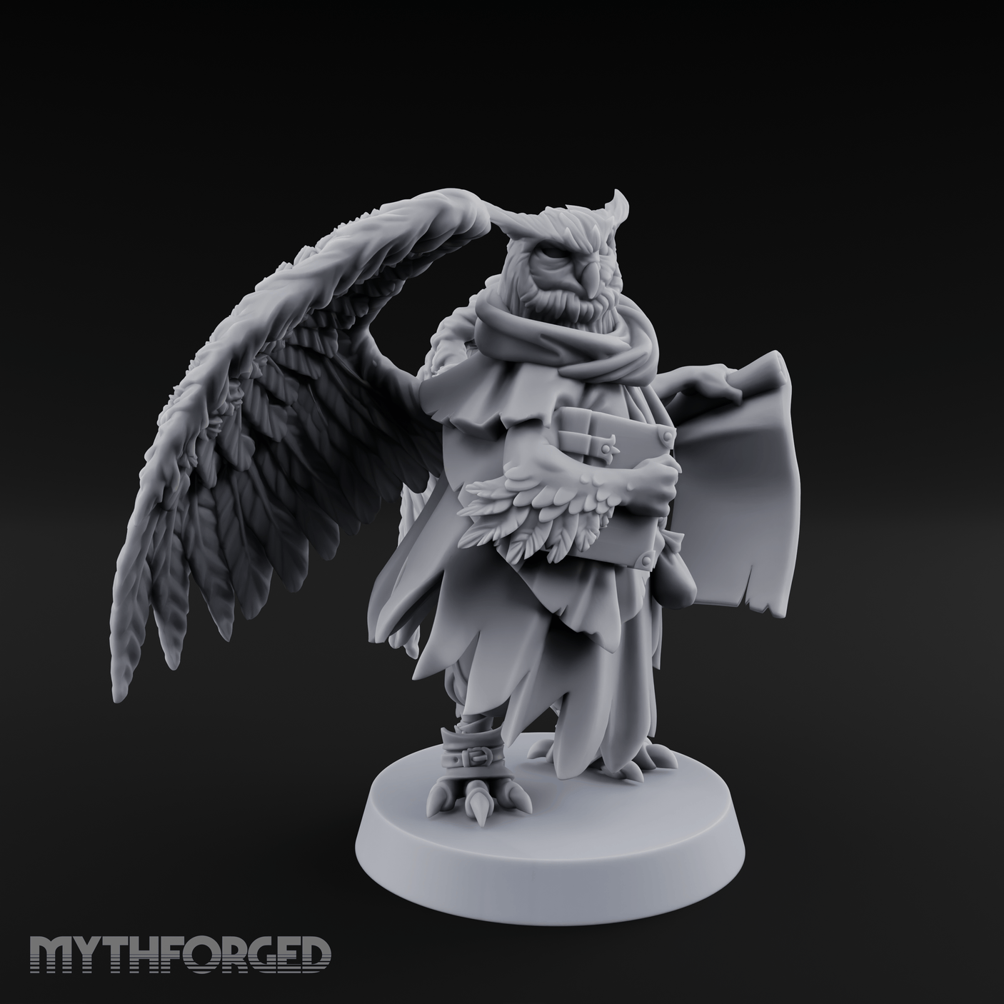 Scrolls Clutching Aarakocra Wizard Miniature for Dungeons and Dragons, Pathfinder or other TTRPGs