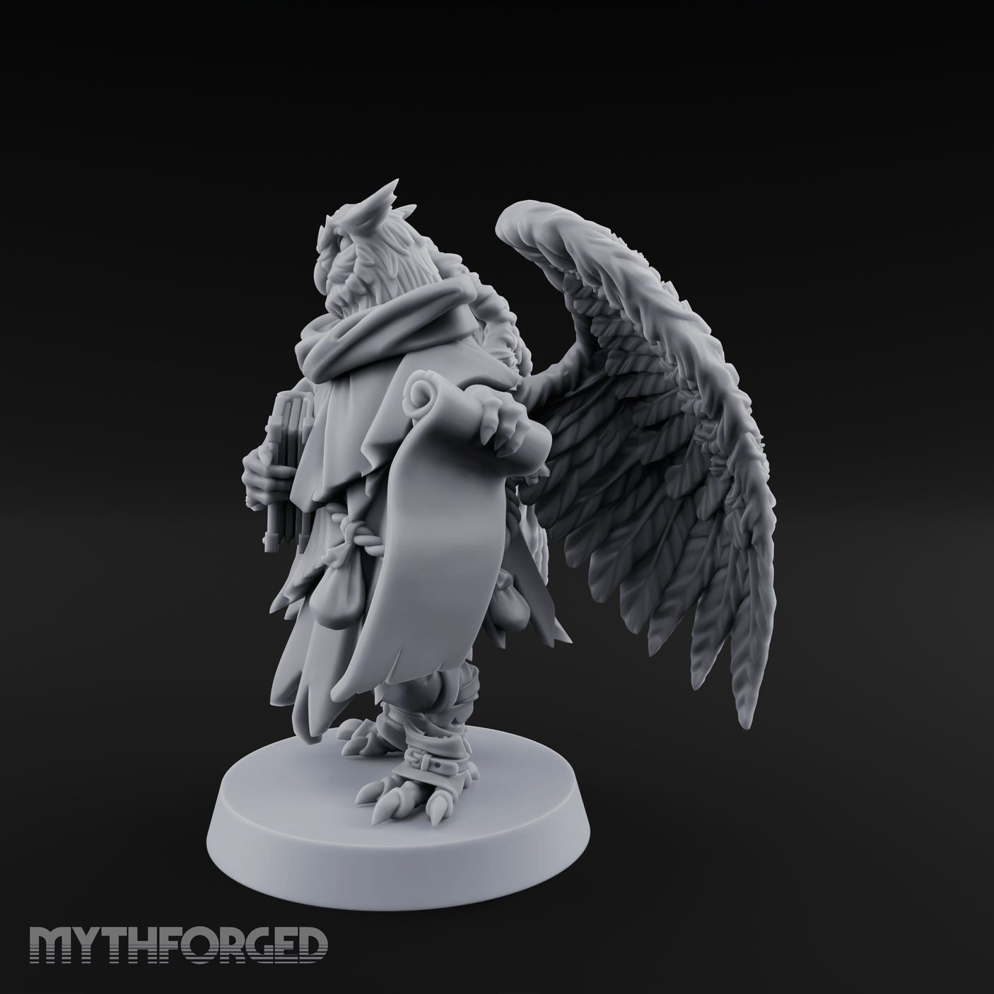 Scrolls Clutching Aarakocra Wizard Miniature for Dungeons and Dragons, Pathfinder or other TTRPGs