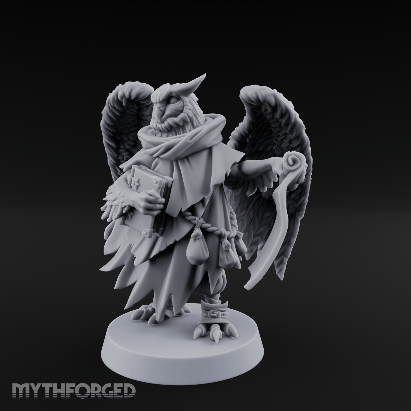 Scrolls Clutching Aarakocra Wizard Miniature for Dungeons and Dragons, Pathfinder or other TTRPGs