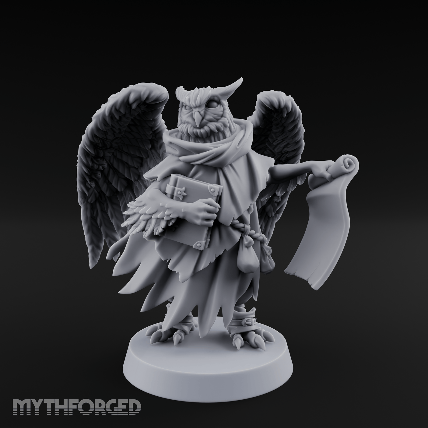 Scrolls Clutching Aarakocra Wizard Miniature for Dungeons and Dragons, Pathfinder or other TTRPGs