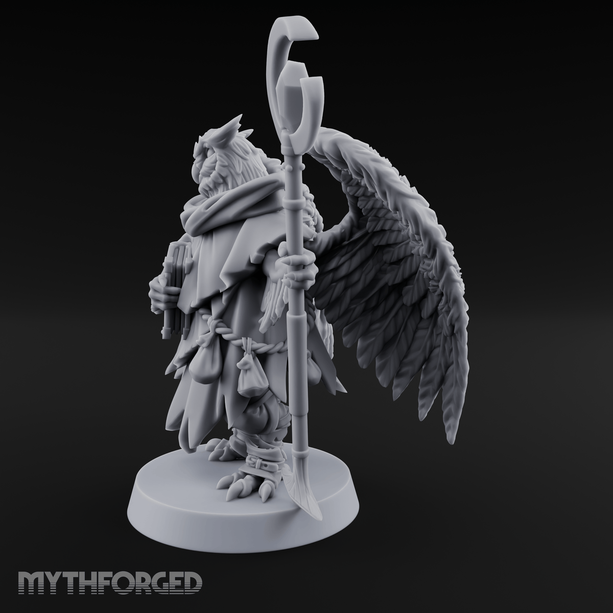 Scrolls Clutching Aarakocra Wizard Miniature for Dungeons and Dragons, Pathfinder or other TTRPGs
