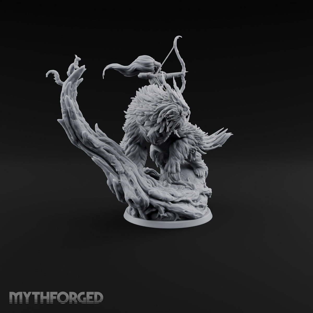 Feathers Fly Both Ways Elf Archer on Owlbear
