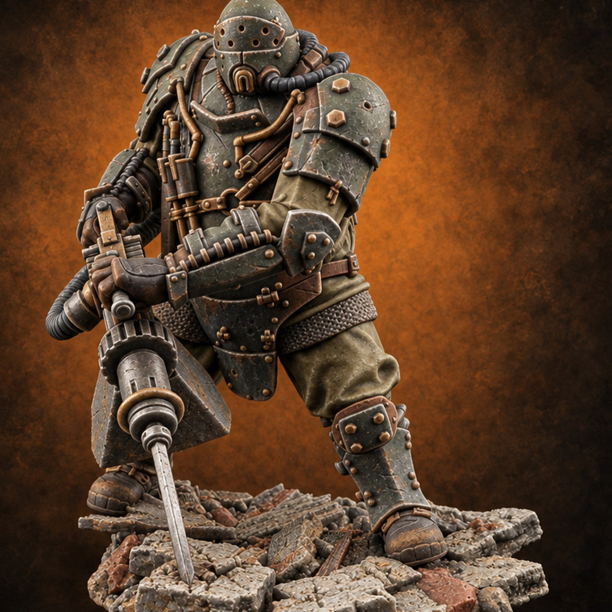 Breathing Rubble, Holding Ground Human Iron Guard Soldier B — painted concept preview (miniature supplied unpainted)