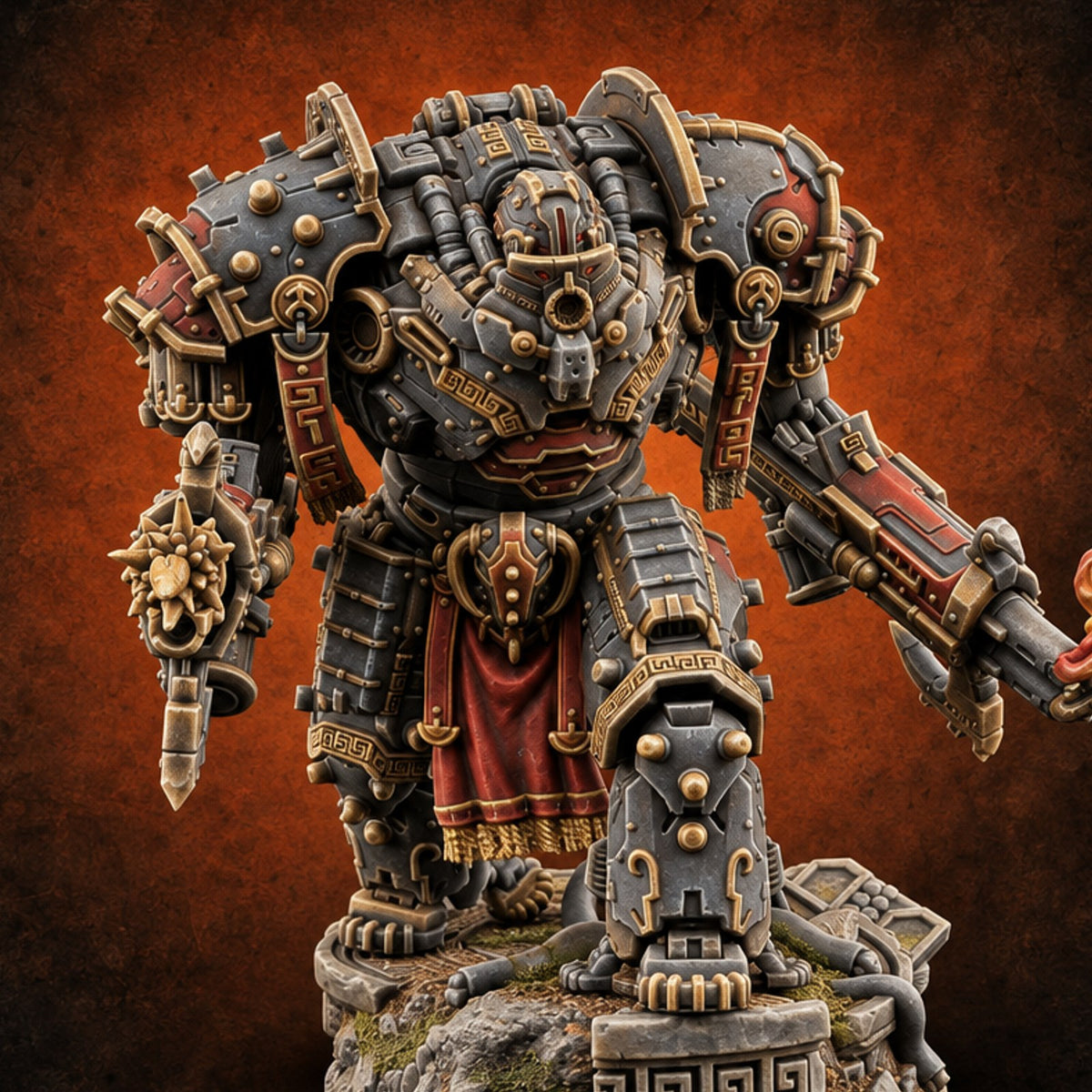 Strength Has a Pedestal Warforged Heavy Automaton E — painted concept preview (miniature supplied unpainted)