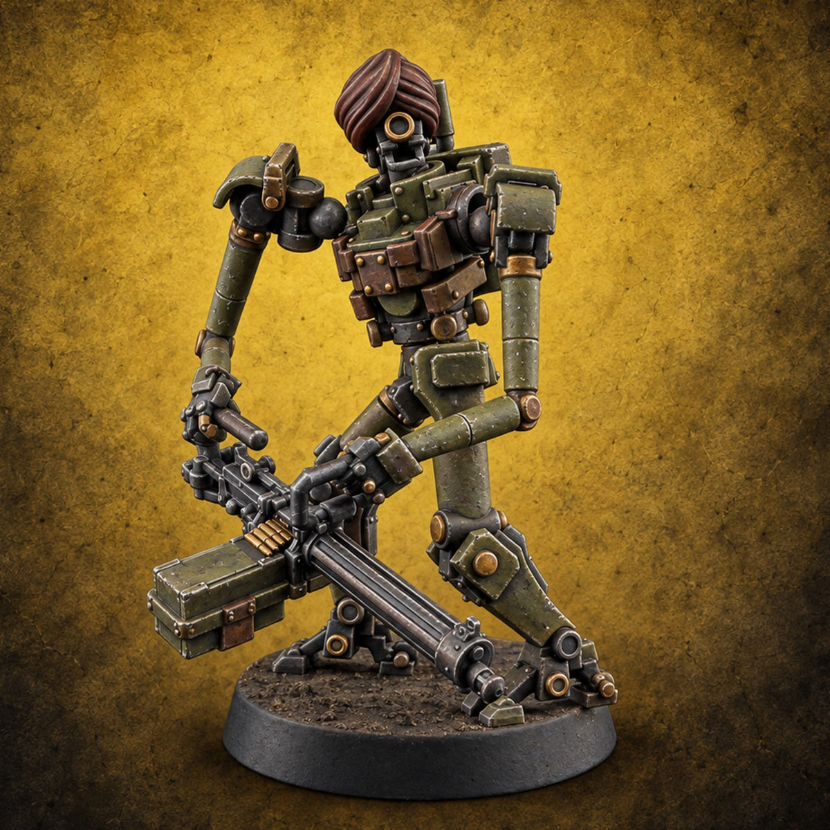 Guns at the Hip Weird War Automaton Machine Gunner B — painted concept preview (miniature supplied unpainted)