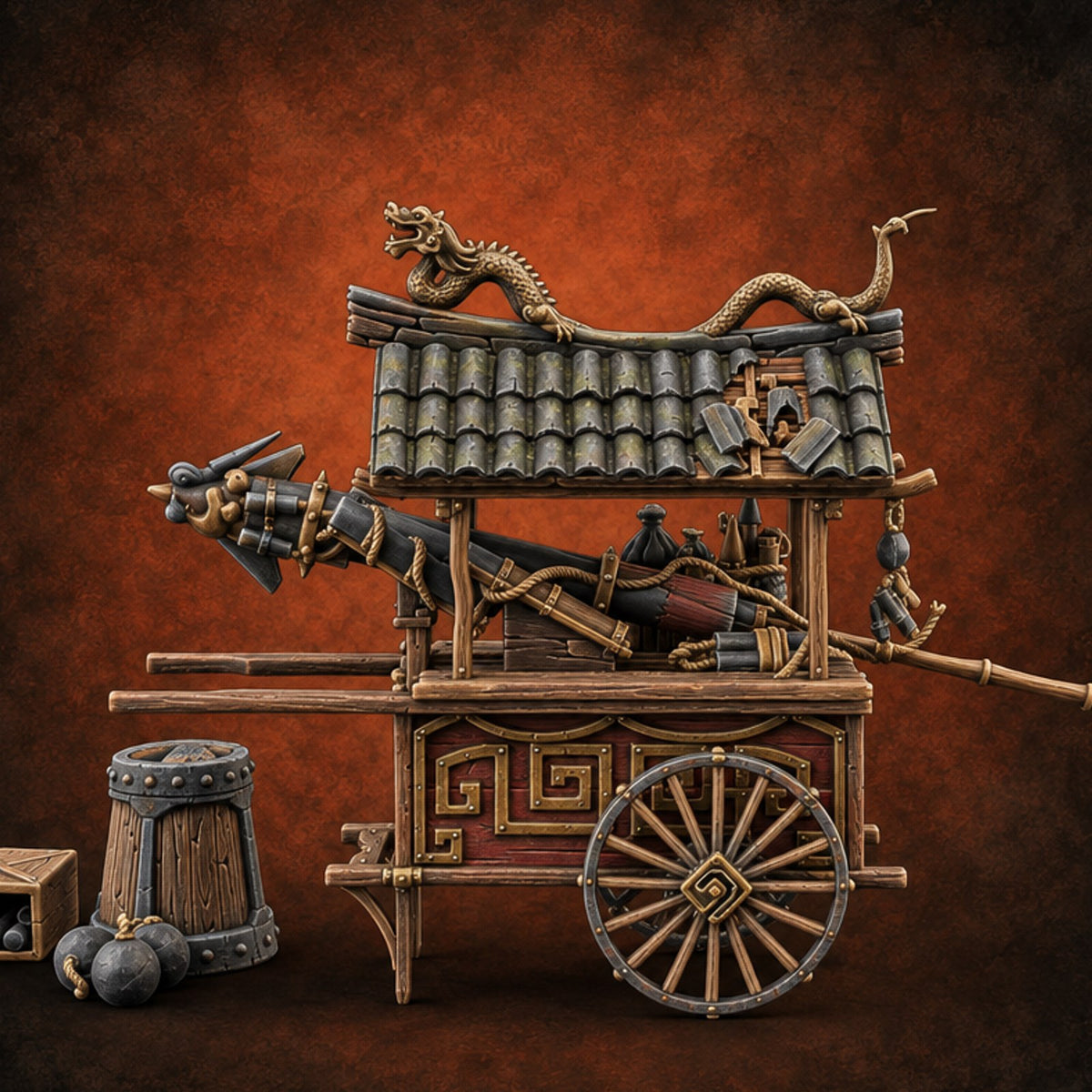Boom Service Wooden Gunpowder Shop Terrain C — painted concept preview (terrain supplied unpainted)