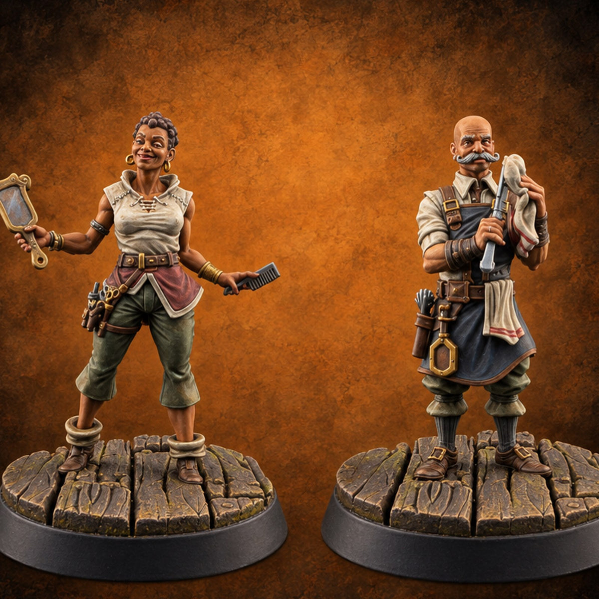 Sharp Shears Human Barbers — painted concept preview (miniature supplied unpainted)