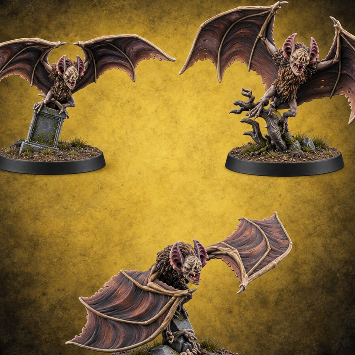 Roosting on Borrowed Headstones Giant Bats — painted concept preview (miniature supplied unpainted)