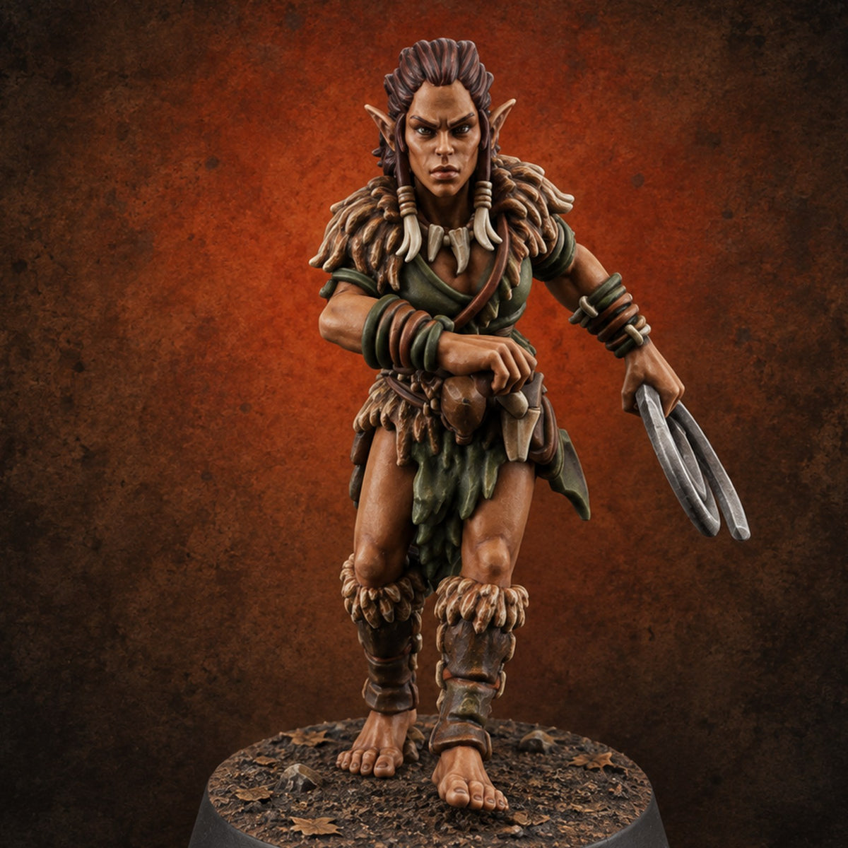 Running Wild Feral Beast and Elf Beastamer E Miniature for Dungeons and Dragons, Pathfinder or other TTRPGs