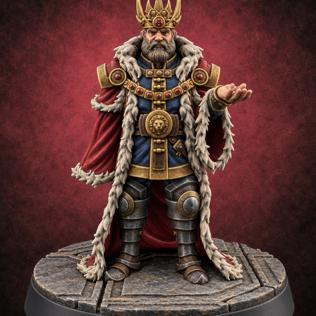 Crowns Heavy, Court Waiting Human King A — painted concept preview (miniature supplied unpainted)