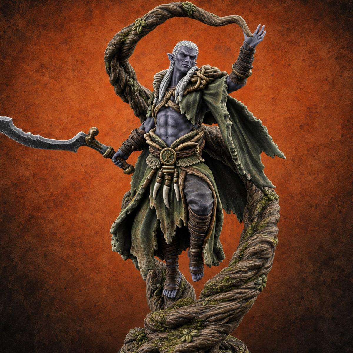 Hush, the Roots Are Speaking Drow Swamp Caretaker — painted concept preview (miniature supplied unpainted)