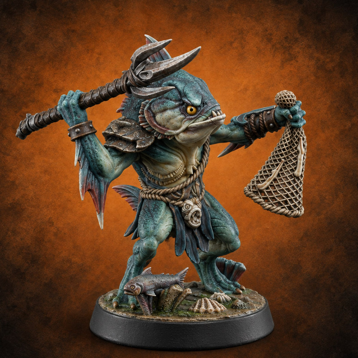 Madness Comes in Shoals Kuo-toa Tide Raider F — painted concept preview (miniature supplied unpainted)