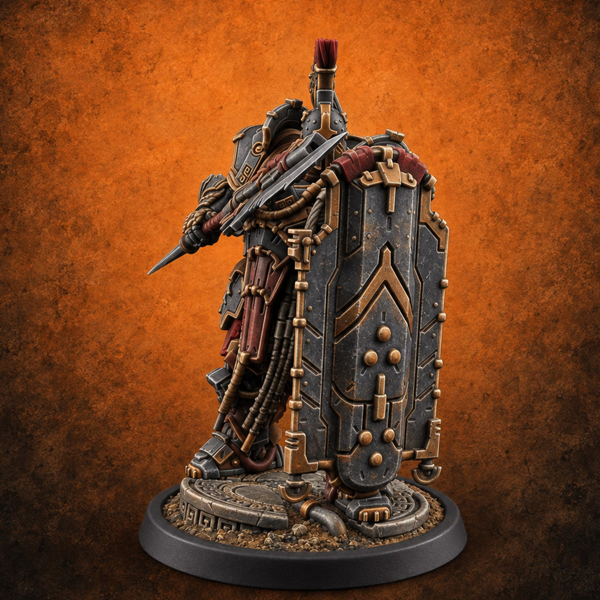 Holding the Line Myrmidon Shieldbearer A — painted concept preview (miniature supplied unpainted)