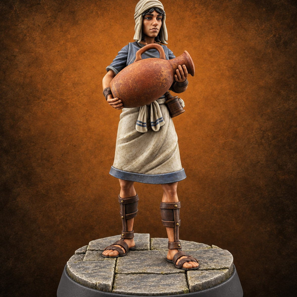 Fresh Towels, Cold Water Human Bathhouse Attendant B — painted concept preview (miniature supplied unpainted)