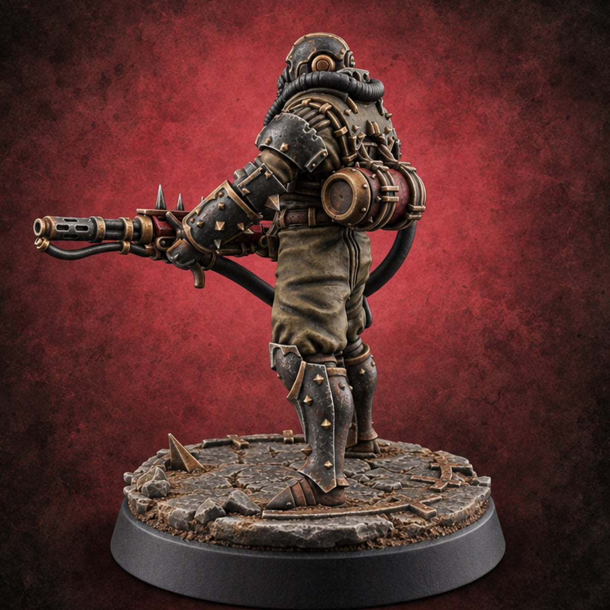 Spikes, Smoke and Scripture Human Spiked-Armour Soldier I — painted concept preview (miniature supplied unpainted)