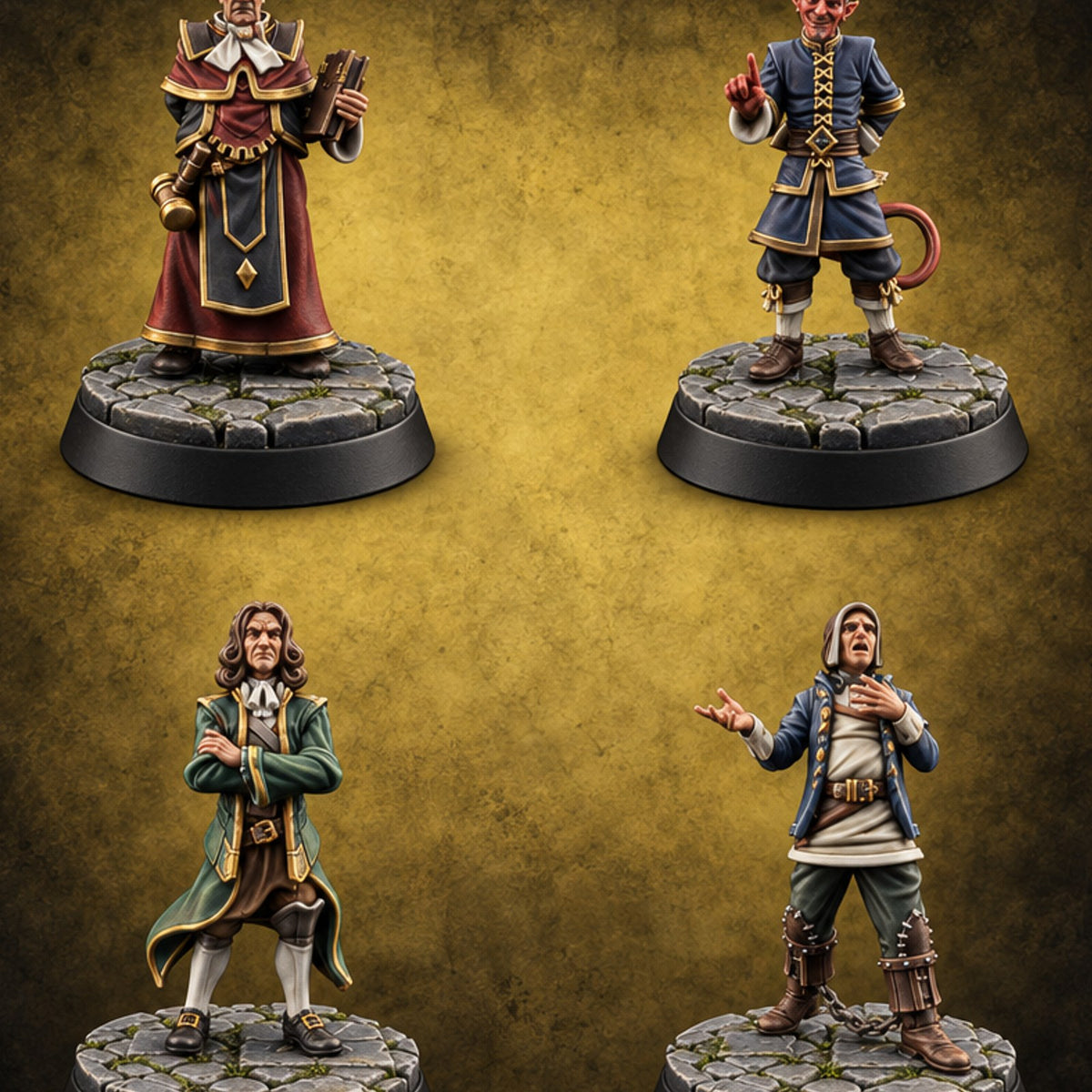 Overruled Before Opening Remarks Human and Tiefling Magistrates — painted concept preview (miniature supplied unpainted)